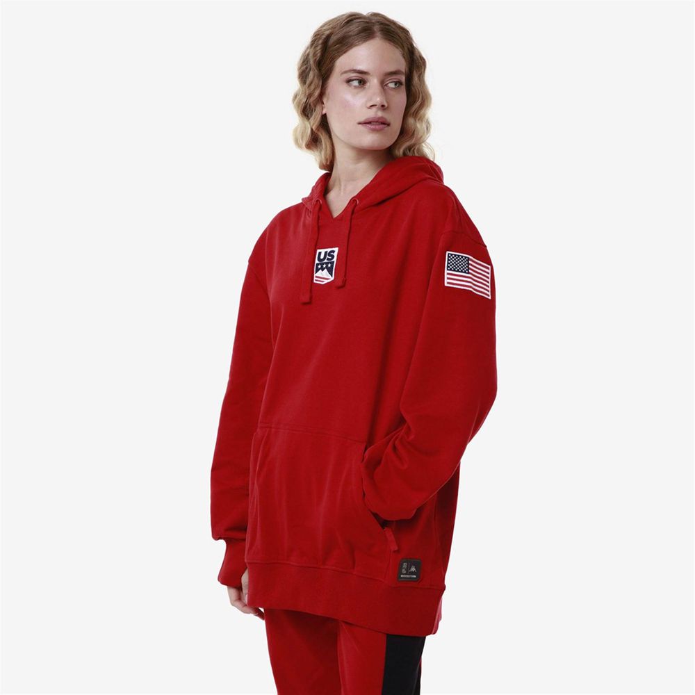 Men Kappa Utawi Usa Us Hoodie Red | ZT1354278