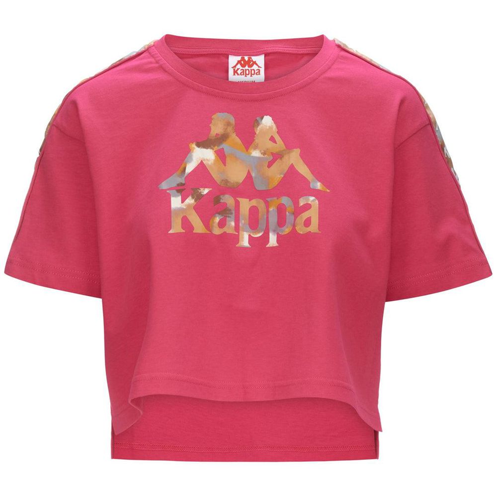 Women Kappa 222 Banda Vapua Graphiktape T-Shirt Pink | DI8596417