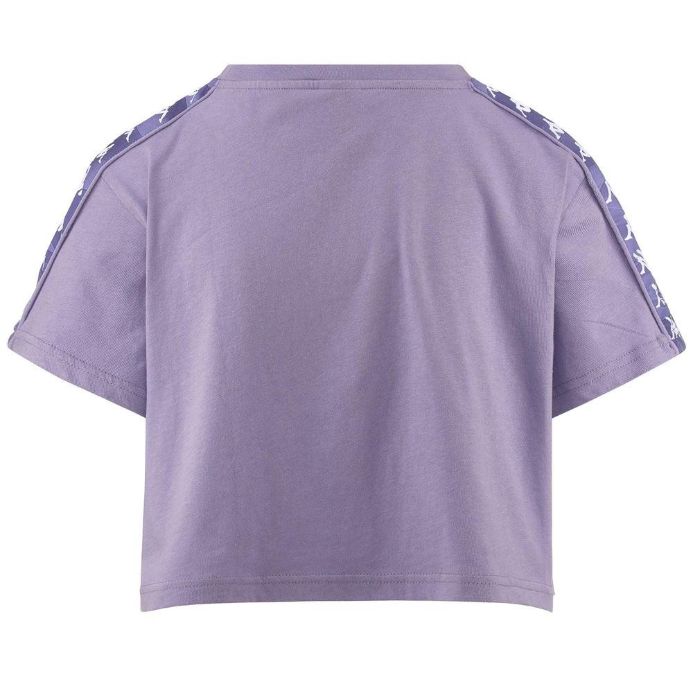 Women Kappa 222 Banda Vapua Graphiktape T-Shirt Purple | XH4163908