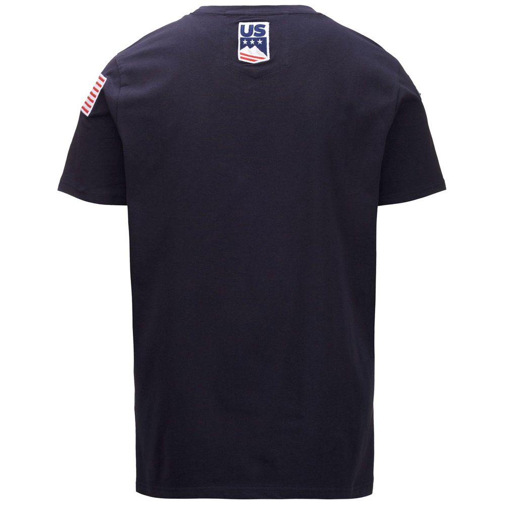 Women Kappa Ayba2 Flag Us T-Shirt Navy | JY7091645