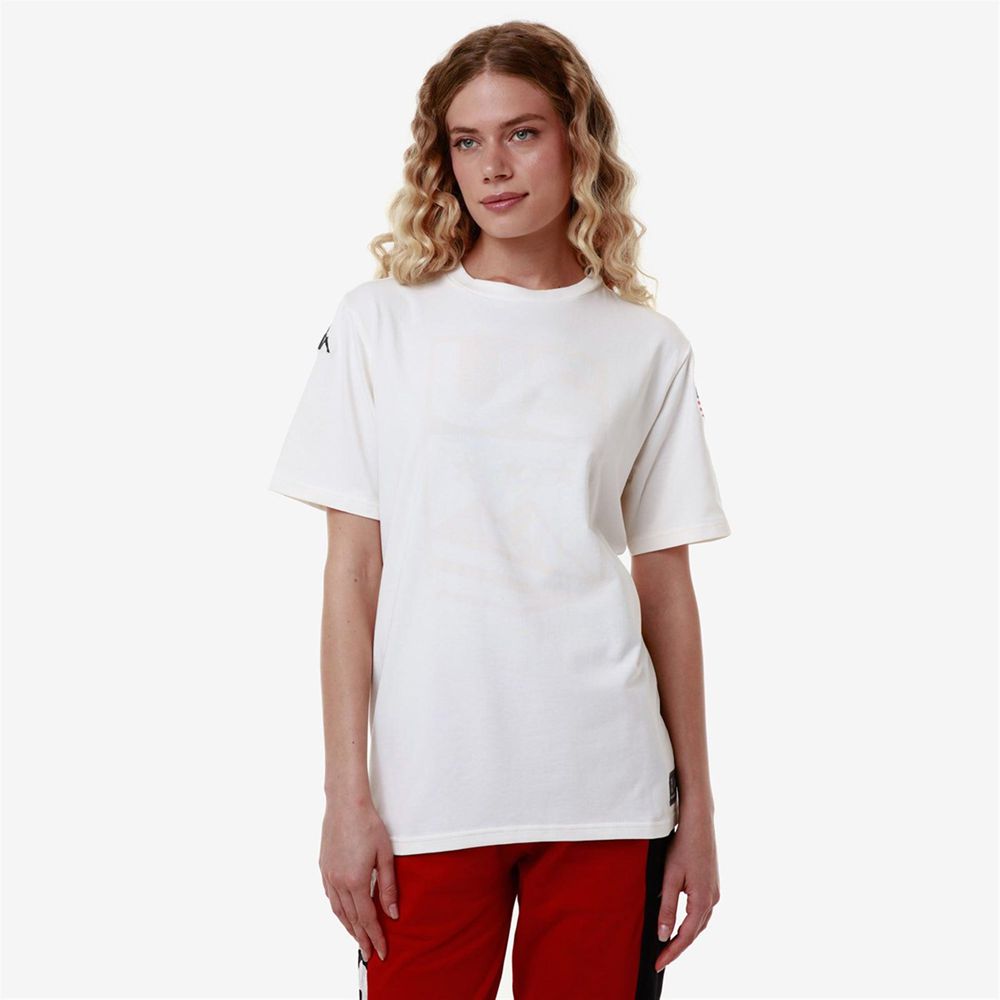 Women Kappa Ayba2 Skud Us T-Shirt White | RB5372469