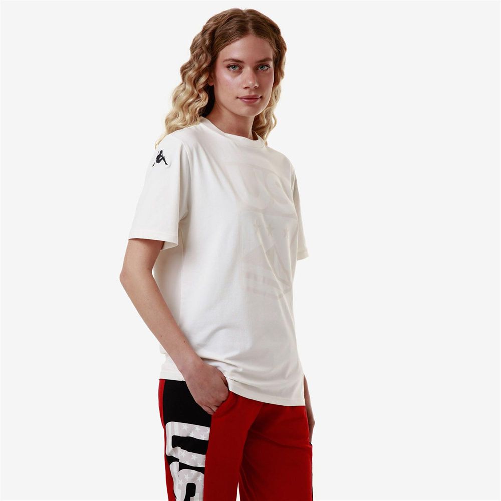 Women Kappa Ayba2 Skud Us T-Shirt White | RB5372469