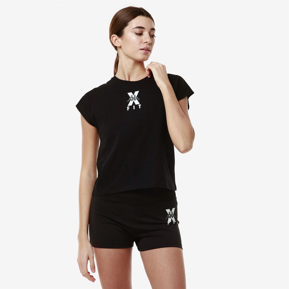 Women Kappa Kombat Wkt Ebura T-Shirt Black | ZB2485179