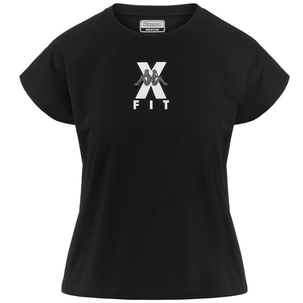 Women Kappa Kombat Wkt Ebura T-Shirt Black | ZB2485179