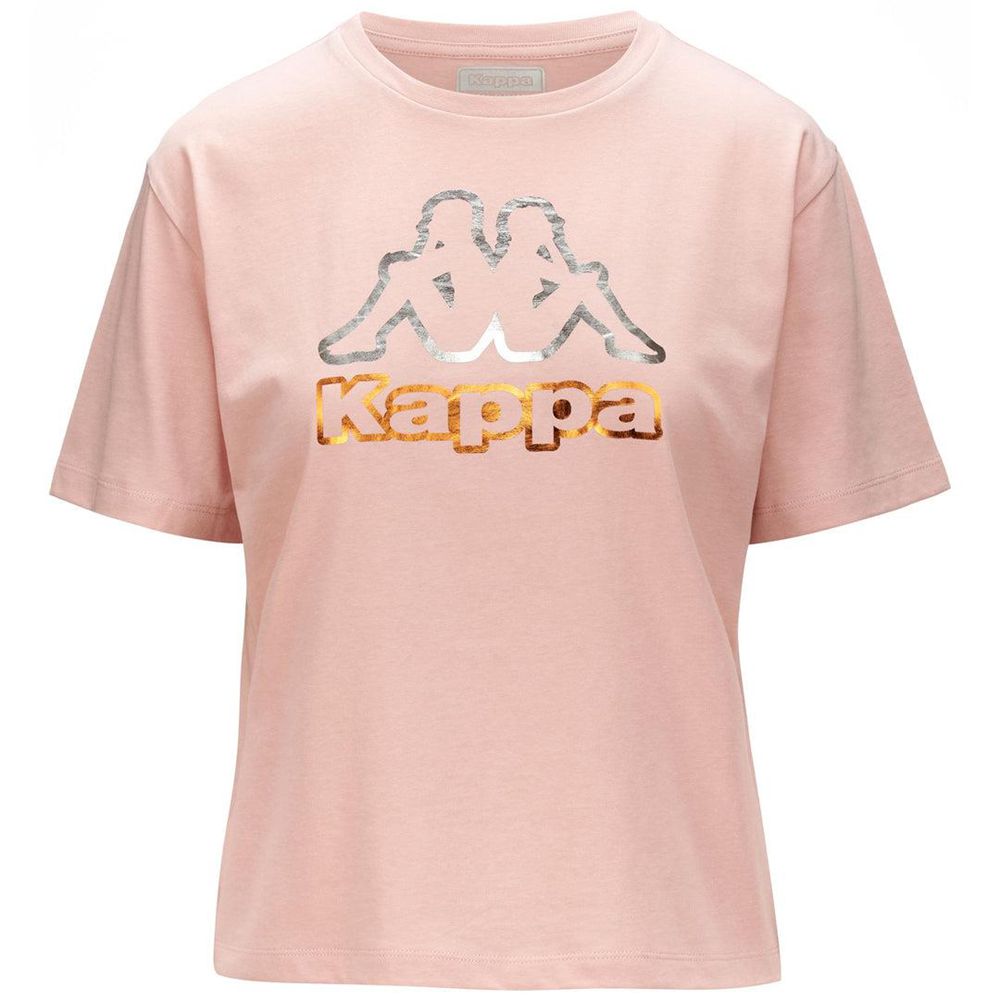 Women Kappa Logo Falella T-Shirt Pink | UL3068417