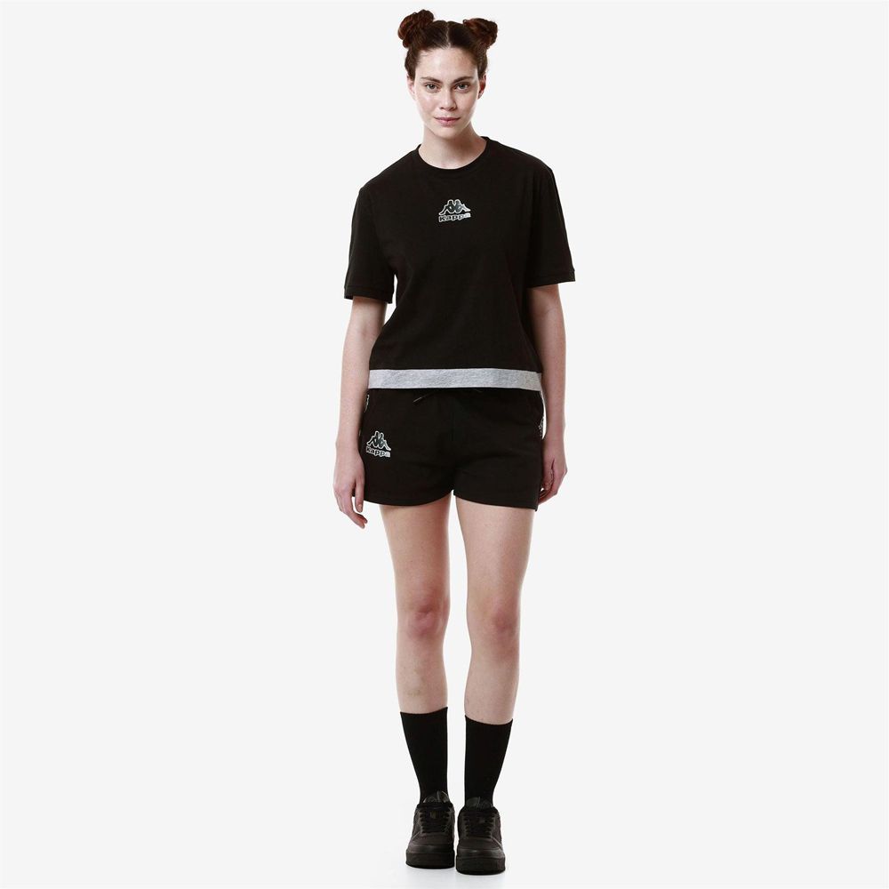 Women Kappa Logo Faltra Shorts Black | IT1679425