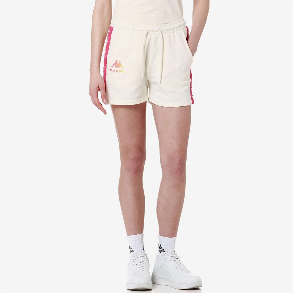 Women Kappa Logo Faltra Shorts White | JN1623587