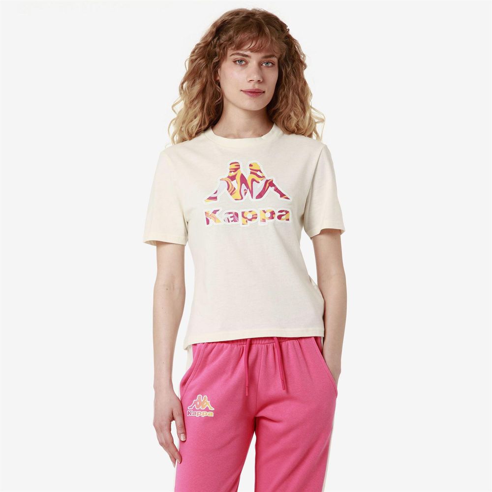 Women Kappa Logo Fiora T-Shirt Pink | WB4052173