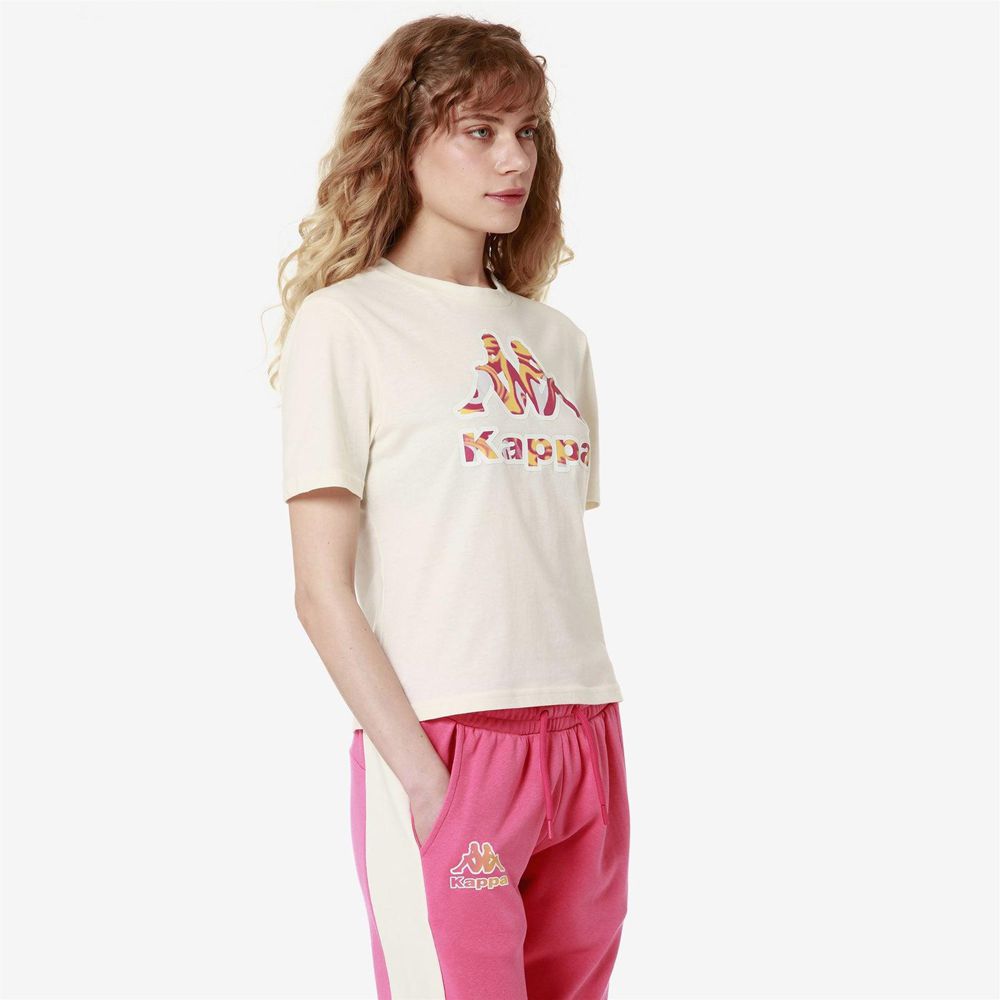 Women Kappa Logo Fiora T-Shirt Pink | WB4052173