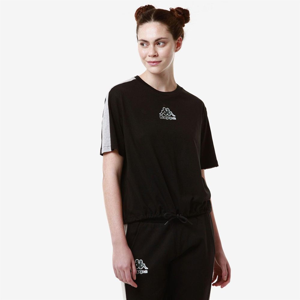 Women Kappa Logo Fleca T-Shirt Black | LH2719846