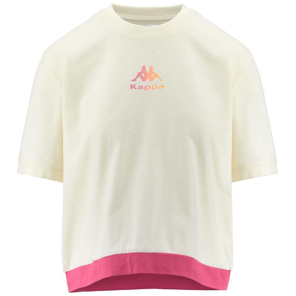 Women Kappa Logo Flussa T-Shirt White | BP7984062