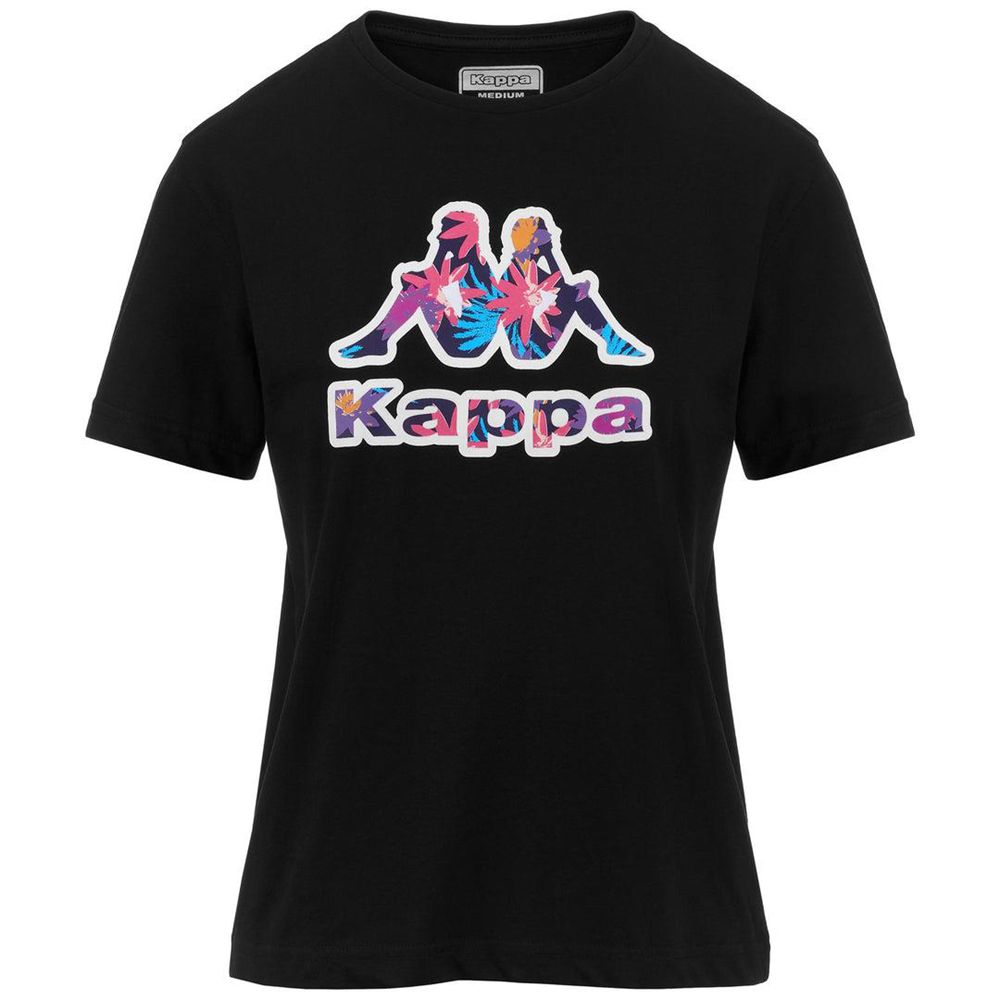 Women Kappa Logo Fujica T-Shirt Black | JX5186902