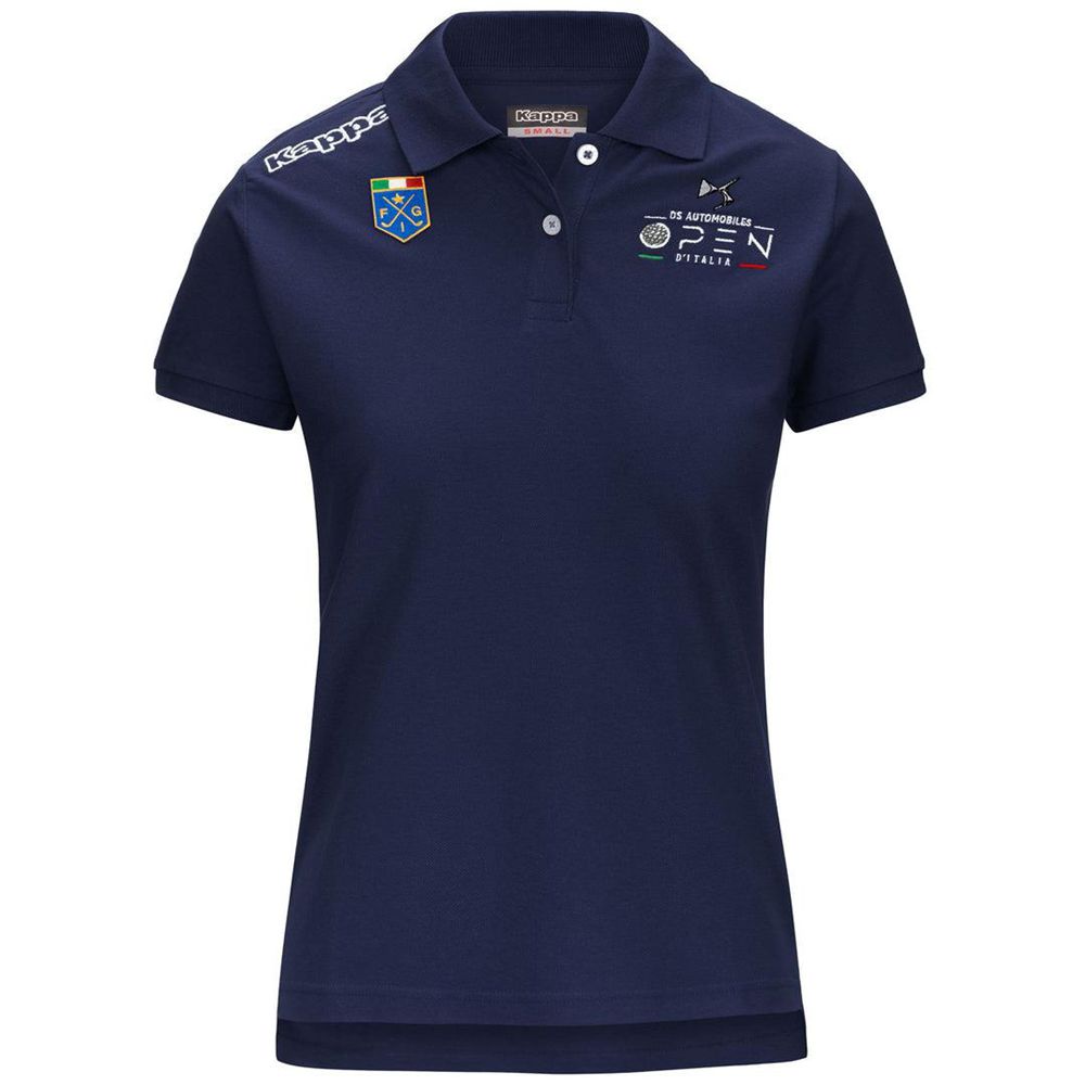 Women Kappa Polo Wss Slim Open Italia Polo Shirt Navy | OA7386504